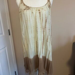 EARTHBOUND Cream & Light Brown Strappy Tie-Dye Tank cover up